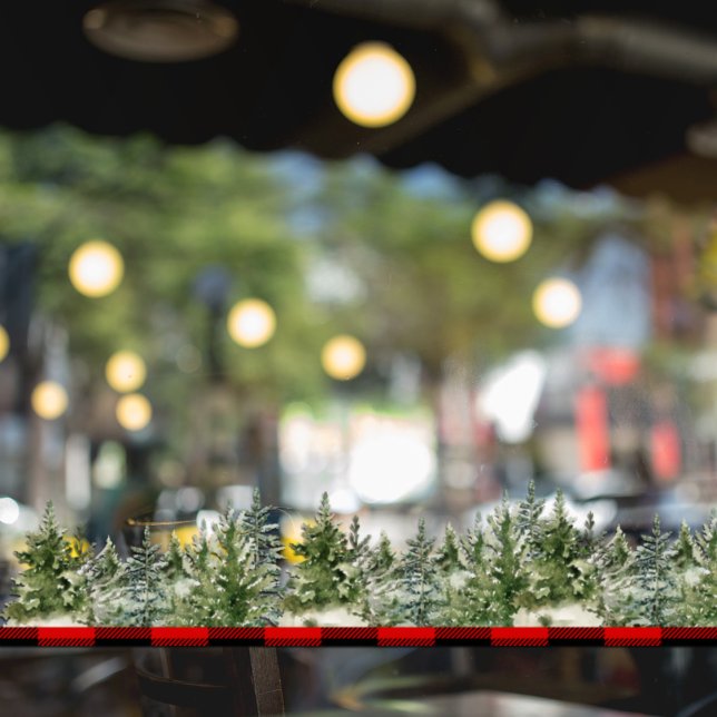 Watercolor Green Pine Tree  & Red Buffalo Plaid (Creator Uploaded)