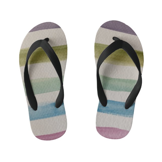 WATERCOLOR GREEN, PINK, BLUE, etc. flip flops (Footbed)
