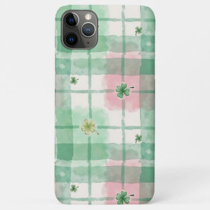 Watercolor Green & Pink Plaid Lucky Clover  Case-Mate iPhone Case