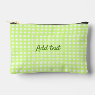 Watercolor green plaid ginham personalised add tex accessory pouch