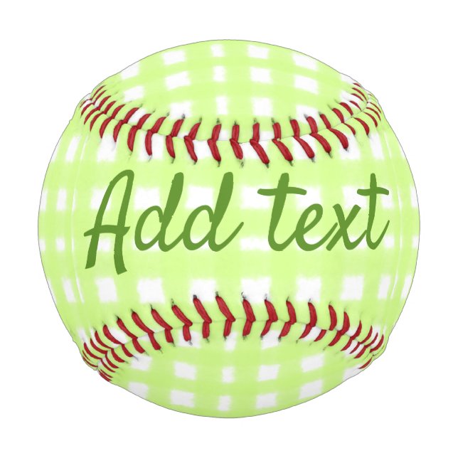 Watercolor green plaid ginham personalised add tex baseball (Front)