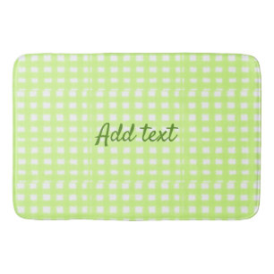 Watercolor green plaid ginham personalised add tex bath mat