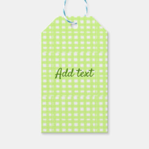 Watercolor green plaid ginham personalised add tex gift tags