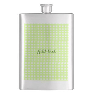 Watercolor green plaid ginham personalised add tex hip flask