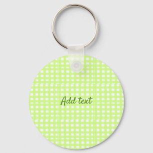 Watercolor green plaid ginham personalised add tex key ring