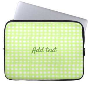 Watercolor green plaid ginham personalised add tex laptop sleeve
