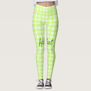 Watercolor green plaid ginham personalised add tex leggings