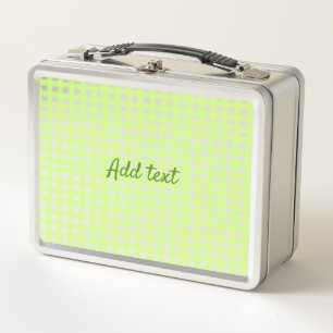 Watercolor green plaid ginham personalised add tex metal lunch box