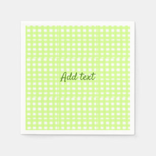 Watercolor green plaid ginham personalised add tex napkin