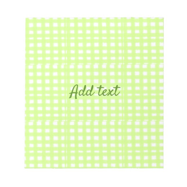 Watercolor green plaid ginham personalised add tex notepad (Front)