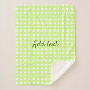 Watercolor green plaid ginham personalised add tex sherpa blanket