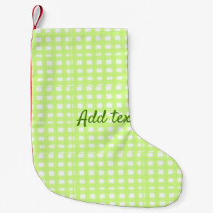 Watercolor green plaid ginham personalised add tex small christmas stocking