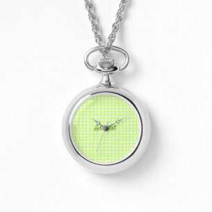 Watercolor green plaid ginham personalised add tex watch