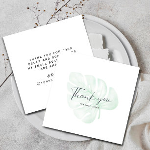 Watercolor Green Plant Thank You Square Business Card