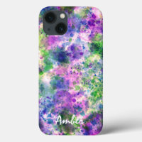Watercolor Green Purple Paint Splash Personalised