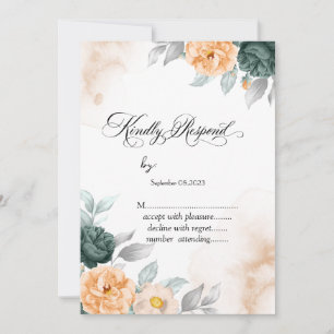 Watercolor Green Roses RSVP Invitation