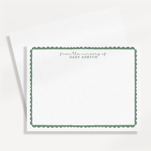 Watercolor Green Scalloped Nursery Note Card