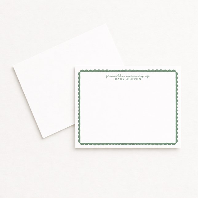 Watercolor Green Scalloped Nursery Note Card (Creator Uploaded)