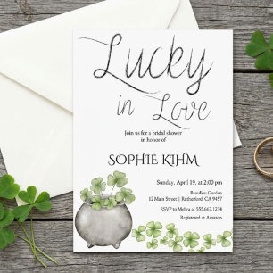 Watercolor Green Shamrock Bridal Shower Invitation