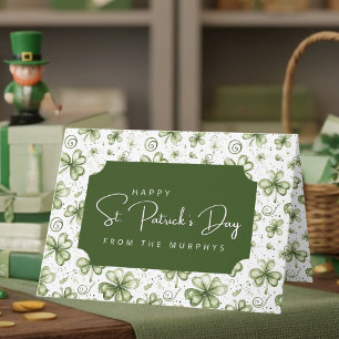 Watercolor Green Shamrocks Happy St. Patrick's Day Card