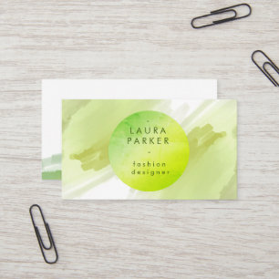 Watercolor Green Splatter Abstract Makeup Artist Business Card