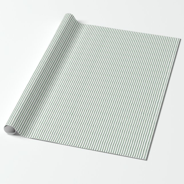 Watercolor Green Stripe Wrapping Paper (Unrolled)