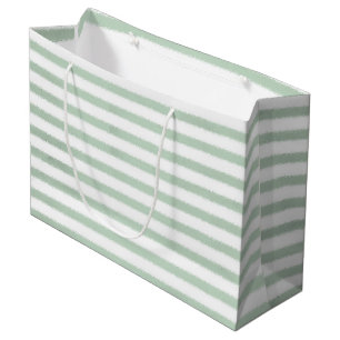 Watercolor Green Stripes Large Gift Bag