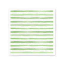 Watercolor Green Stripes Paper Napkin