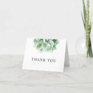 Watercolor green succulent. Floral cactus birthday Thank You Card