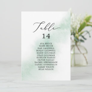 Watercolor Green Table Number Seating Chart Cards