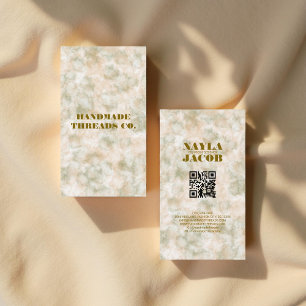 Watercolor Green & Terracotta Handmade Clothing  Business Card