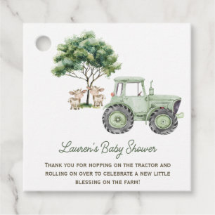 Watercolor Green Tractor Farm Favour Tags