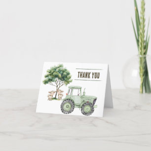 Watercolor Green Tractor Farm Thank You Cards