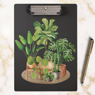 Watercolor Green Tropical Houseplants Clipboard