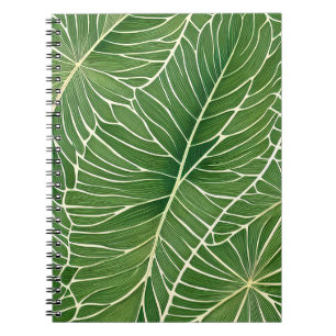 Watercolor Green Tropical Leaves Notebook