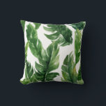 Watercolor Green Tropical Leaves Pattern Cushion<br><div class="desc">Stylish pillow featuring watercolor banana leaves pattern. This pillow will be a perfect tropical accent to any space in your home. This design is available in a variety of products. Similar designs are also available.</div>