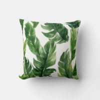 Watercolor Green Tropical Leaves Pattern