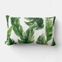 Watercolor Green Tropical Leaves Pattern