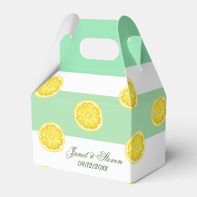 Watercolor Green Yellow Lemon Favour Box (Front Side)