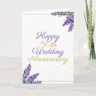 Watercolor Greenery 50th Wedding Anniversary Card