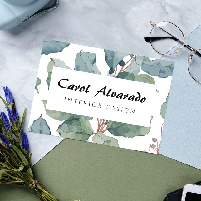 Watercolor Greenery and Eucalyptus Business Card (Creator Uploaded)
