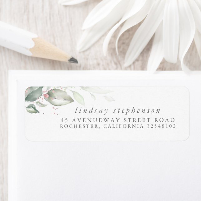 Watercolor Greenery and Eucalyptus Leaves Label (Insitu)
