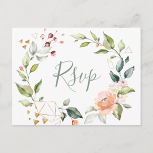 Watercolor greenery and floral RSVP Postcard