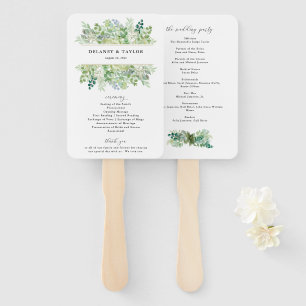 Watercolor Greenery and Foliage Border Hand Fan