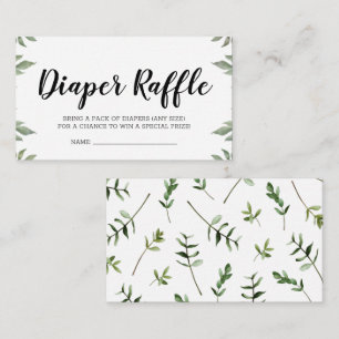 Watercolor Greenery Baby Shower Diaper Raffle Enclosure Card