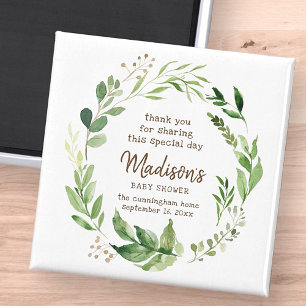 Watercolor Greenery Baby Shower Party Favour Magnet