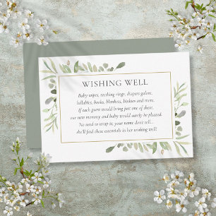 Watercolor Greenery Baby Shower Wishing Well Enclosure Card