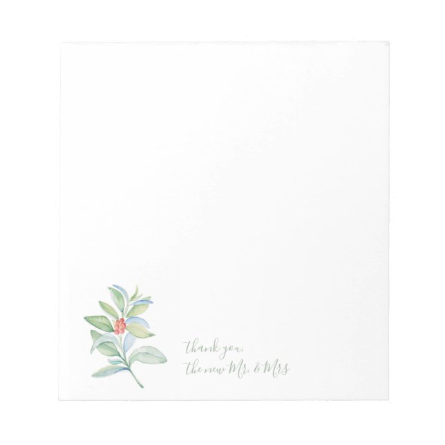 Watercolor Greenery & Berries Christmas Notepads (Front)