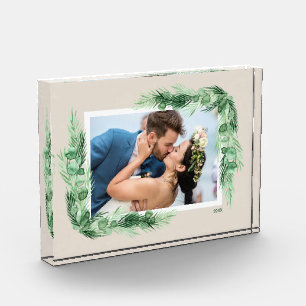 Watercolor Greenery Border Photo Block
