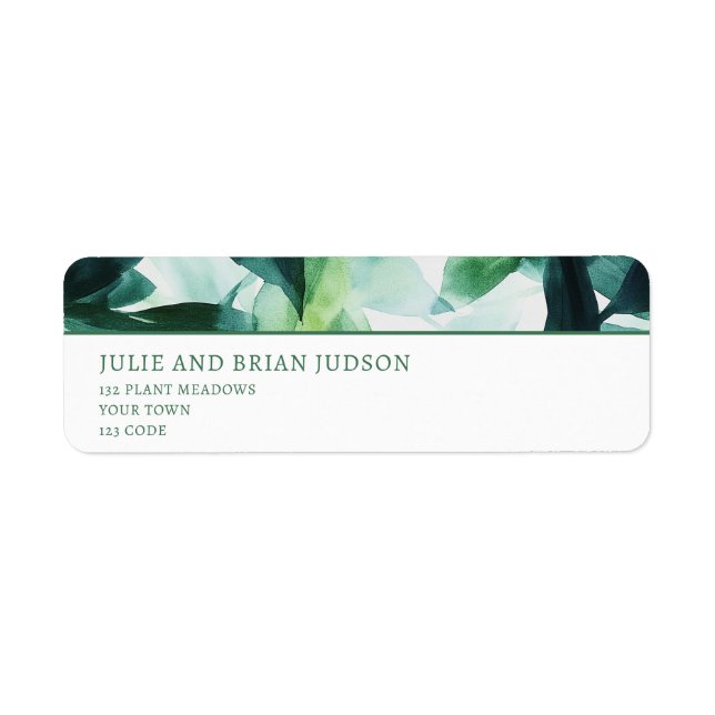 Watercolor Greenery border return address (Front)